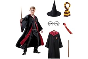 Zauberer Kostüm Kinder, Zauberstab Kinder Faschingskostüme Damen Halloween Zauberer Kostüm für Cosplay Karneval Verkleidung Party