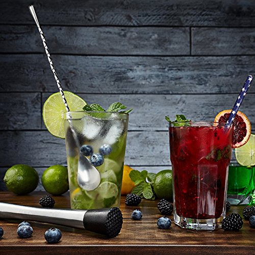 Annstory Edelstahl Cocktail-Stößel und Rührlöffel Set – 8 „Getränk Muddler Werkzeug & 12“ Löffel Barmixer Löffel für Mojito, Caipirinha & More, erstellen Flavour Verpackt Cocktails - 2