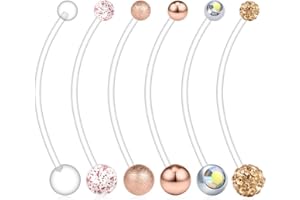 AceFun Piercing Nombril Grossesse Barre Anneaux Ventre Grossesse Maternité Acrylique Bioflex 14/16/18/25/32/35/38mm 14G Long Barbells Baby Feet Dangle CZ Retainer Body Piercing Bijoux