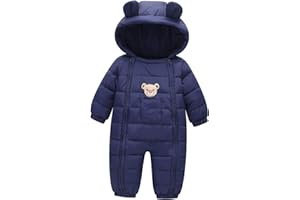 FEOYA Combinaison de Neige Bébé Fille Garçon Manteau à Capuche Hiver Combi Pilote Hiver Bébé Romper Jumpsuit Outwear Bébé 3-24 Mois