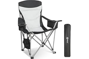 Homecall Poltrona pieghevole da campeggio con tasca termica e portagiornali colore nero/crema