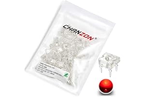 Chanzon 100 piezas luces de diodo LED rojo Piranha SuperFlux de 3mm (lente redonda transparente transparente de 4 pines DC 2V 20mA) Componentes electrónicos diodos emisores de luz indicadora