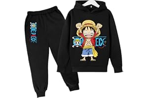 CHAORWE 2022 Anime One Piece Luffy Chándal para Niños, Sudaderas De Dibujos Animados Conjuntos Sudaderas con Capucha y Pantalones De Jogging 4 A 14 Años