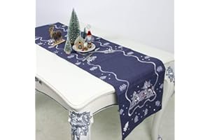 HALOVIE Camino de Mesa Decoración de Navidad Corredor Mesa 40 * 180cm Tapetes Mantel Navidad Mesa Decoración Adorno para Fiesta Casa Hotel Navideña Fiestas Iinteriores o al Aire Libre Azul