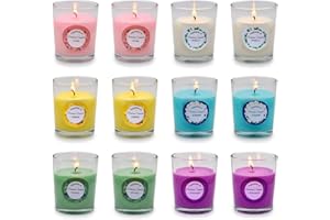 Arosky 12 Pack Scented Votive Candles Set Small Soy Wax Candles Bulk with 6 Fragrances - Rose, Lemon, Lavender, Vanilla, Jasmine and Spring