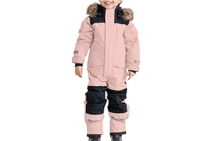 Elsa Keith Schneeanzug Kinder Unisex Skioverall Fleece Wasserdicht Schneeoverall mit Kapuze Skianzug Winddicht Winter Daunenjacke Verdickt Atmungsaktiv Skihose Warmes Outdoor Winteranzug