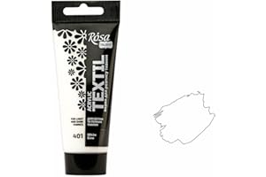 Krevo Art Colori per tessuti, lavabili in lavatrice, colore bianco, vernice acrilica a base d'acqua, tubo da 60 ml, lavabile in lavatrice per il fissaggio, coprente intensamente per tessuti chiari e