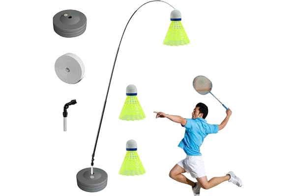 Appareil d'badminton pour Badminton - Entraîneur Solo - Entraîneur Badminton Portable avec Cadeau Base pour la Famille et Les Amis