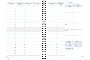 Exacompta - 20822E - Recharge agenda semainier de bureau Visuel Horizons 20S spiralé Carte noire - 15 x 21 cm - Janvier à décembre 2026