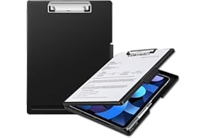 ‎SITHON SITHON Klemmbrett A4 mit Aufbewahrungsfach, Klemmbrettmappe tragbares Schreibmappe mit Fach Organizer Schreibbrett für Krankenschwester Arzt Verkaufstrainer Büro Schule Lehrer Studenten, Schwarz