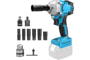 CONBLOM Avvitatore Impulsi per Makita Batteria 18V Brushless 1/2" 1200 Nm 6.000rpm, con 6 Bussole (17-22 mm), luce di lavoro a LED (senza batteria)