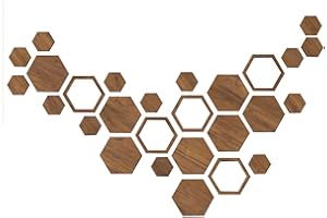 Vigcebit Hexagon Wanddeko,27 x sechseckige, rutschfeste Holzdekorationen | Selbstklebende Waben- -Wand-Kunst-Tapeten-Dekorationen für Wohnzimmer-Küchen-Badezimmer