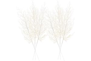 ‎SEA TEAM Sea Team 24er Pack Künstliche Glitzer-Kieferbaum-Äste, Dekorative Stäbe, Glitzernde Stängel, Picks, Zweige für Weihnachtsbaum, Kleine Vase, Feiertage, Hochzeit, Party, 14 Zoll.Weiß