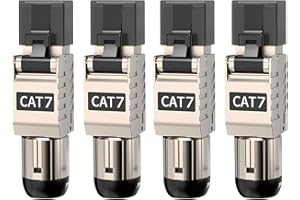 AVNSCNK Cat 7 RJ45 Stecker 10 Gbps, Werkzeugloser Netzwerkstecker für Verlegekabel AWG 22–24, Vollgeschirmt STP mit 50 μ vergoldeten Kontakten, Kompatibel mit Cat 7/Cat 6A[4 Stück]