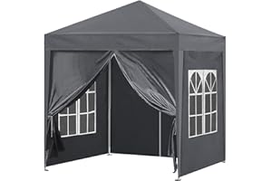 OFCASA 3M Pop Up Garden Gazebo with Side Panels Outdoor Party Tent with Carry Bag Awning Canopy Shelter for Outdoor Camping Wedding, Grey