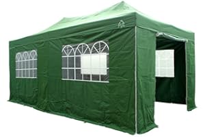 All Seasons Gazebos 3x6m Heavy Duty Fully Waterproof Pop up Gazebo with 4 Premium Side Walls - Green