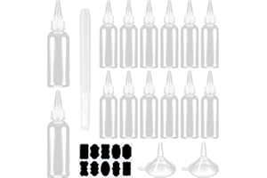 GAOMOENY 14 Pcs Recipient Sauce, 100 ml Petites Bouteilles à Presser, Bouteille de Condiments, Bouteilles Flacons Souples Applicateurs Plastique pour Distributeur de Sauce Ketchup, avec Entonnoir + Stylos