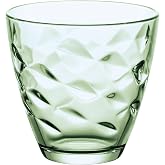 Bormioli Rocco Set of 6 Flora Glass Low Glasses 26 cl | Green, Glass, Low Format, Embossed Finish, 6 Pieces