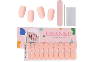 EBANKU 20 Hojas Pegatinas Uñas Decorativas, Pegatina Uñas para Manicura Full Cover Nail Art Stickers Calcomanías Autoadhesivas para Uñas con 2 Lima de Uñas para Arte de Uñas DIY-R