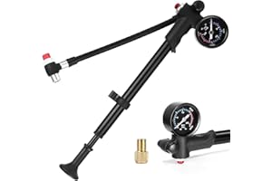 Zaxiva Pompa per ammortizzatori ad alta pressione(Max 300 PSI), Pompa da bicicletta con manometro e pulsante di Spurgo, Forcella per bici/sospensione posteriore 2 in 1 e pompa per pneumatici per MTB