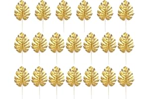 TOYANDONA Foglie di Palma d'oro Artificiali 20 Pezzi finte Foglie di Palma Tropicali Foglie di Foglie di Simulazione per la Decorazione Hawaiana di Luau Party