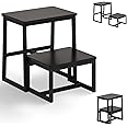 iTsst Step Stool for Adults,Holds up to 500Lb,3 in1 Heavy Duty Sturdy Two Step Stool for Kichen/Bathroom/High beds, Wooden&Metal Frame, Non-Slip Pads