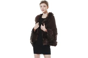 BEAUTELICATE Estola de Pelo Mujer Chal de Piel Sintética de Conejo Capa de Abrigo Punto Poncho Cardigan para Boda Fiesta Invierno