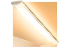 Viugreum Réglette LED 60CM, 20W Tube LED 2400LM, Plafonnier de Bureau 220V Blanc Chaud 3000K, Neon Led 60CM pour Bureau, Garage,Atelier,Chambre, Salon, Salle de bain