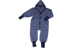 Cosilana Baby Kinder Fleece Overall mit Bündchen am Armen und Füßen, 60% Wolle (kbT), 40% Baumwolle (KBA)