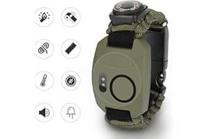 Achort Bracelet Paracorde Survie pour Homme Femme, Militaire Paracord Bracelet Kit avec Flint + Boussole + Thermomètre + Sifflet + Couteau + Lumière LED pour Extérieur, Randonneur, Explorateurs