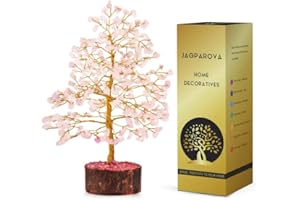 JAGPAROVA Albero di quarzo rosa – Cristalli – Cristalli e pietre preziose – Pietre Chakra – Chakra Albero della Vita – Spirituale – Feng Shui Money Tree – Accessori per meditazione – Decorazione spirituale –