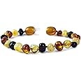 Baby J's - Multi-Coloured Bracelet/Anklet - Sizes 11-17cm - Premium Amber Bracelet - Handcrafted with 100% Baltic Amber - Fitted with a Safety Screw Clasp - Knotted to Prevent Scattering