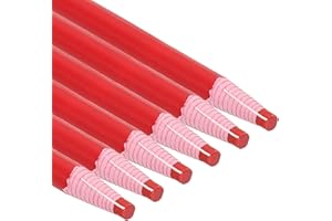 PATIKIL Peel-Off China Markers, 6 Pack Grease Wax Pencils Wood for Glass Garments Drawing Film Paper Vinyl Metal, Red