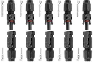 Bemodst M-C-4 Solar Panel Connector Waterproof Male/Female Solar Panel PV Cable Connectors for Solar Panel Systems Solar Panel Adaptor (5 Pair)