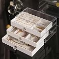 Acryl-Schmuck-Organizer Mit 3 Schubladen – Transparent, 21,5x14,5x9,2 Cm, Für Nageldekoration, Modeschmuck & Mehr