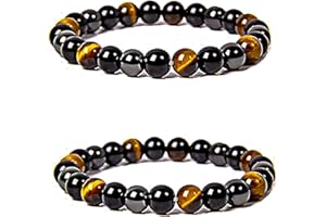 Karjiaja 2 PCS Tigers Eye Bracelet Crystal Bracelet Beads Bracelet Agate Bracelet Gemstones Bracelet Natural Stone Bracelet Chakra Bracelet for Women Positivity Anxiety Relief Yoga