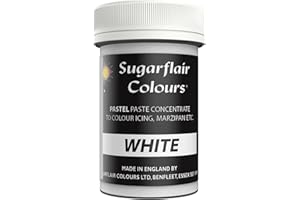 SUGARFLAIR COLOURS Sugarflair Pastel White Food Colouring Paste - Highly Concentrated Food Colouring for Use with Sugarpaste, Modelling Pastes, Fondant, Buttercream, Royal Icing, Cake Mixes and more - 25g