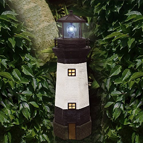 Gartenleuchte Leuchtturm, solarbetrieben, rotierend, LED-Licht