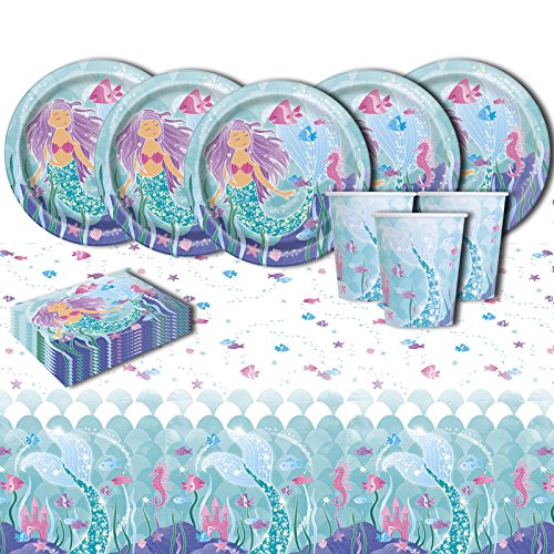 Party Showroom MAGICO Sirena per bambini compleanno Articoli per la tavola confezione FESTA KIT PER 16 ospiti