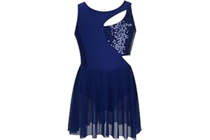 CHICTRY Vestito da Danza Classica Bambina Vestito da Pattinaggio Artistico Vestito da Balletto Ballerina Latino Abito da Ballo Paillettes Body Ginnastica Saggio Dancewear