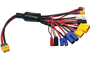 FLY RC RC Lipo - Adattatore per caricabatterie 10 in 1, cavo di conversione Octopus a XT60H, per TRX, T-Plug, Tamiya, Futaba, JST, XT90, XT60, XT30, EC3, EC5