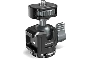 Leaplumin Aluminium-Kugelkopf mit Cold Shoe, 360°-Panoramadrehadapter mit 1/4-Zoll-Schraube für Handyhalterung/Tablet-Halterung – Max. Belastung 2,5 kg/5,5 lb