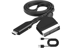 AXVOOMA Scart to Hdmi Converter, 1M Black All-In-One Scart to Hdmi Video Audio Converter with Usb Cable Full Hd 720P/1080P Switch Video Audio Converter for Hdtv Monitor Projector Vhs Vcr Dvd Player