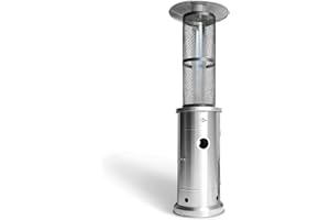 DARDARUGA Fungo Riscaldante per Esterno a Colonna in Acciaio INOX, 360°, 11,2 KW, Tubi in Vetro Borosilicato Nobilitato, Finiture di Qualità, Fiamma a Vista, Arredo Design per Giardini Terrazze