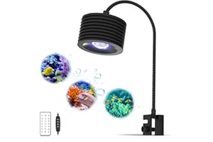 Lominie Luz de acuario con cuello de cisne regulable y ajustable de 4 canales, luz LED de acuario que se puede sincronizar, luz nano de espectro completo para acuario de agua salada plantada