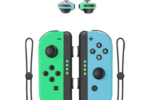 Yeerain Manette Switch, L/R Manette Switch sans Fil Compatible avec Switch/OLED Manette avec Double Vibration/6-Axis Gyro/Activation/Capture d'écran Fonction-Vert et Bleu