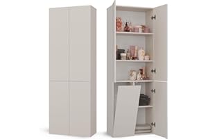 ‎CDF CDF Badezimmerschrank Bad Schrank Mit Wäschekorb Kashmir Badschrank Mehrzweckschrank Badregal Stehend Hochschrank Schublade Tür Bodenschrank Allzweckschrank 1 Wäschekorb 174 x 60 x 30