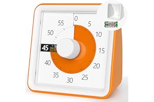 TWENTY5 SEVEN Visual Timer with Protective Case, 60-Minute Countdown for Kids Autism ADHD Classroom Home Office, Clock Teaching Work Meeting, Pomodoro Time Management Education, Orange