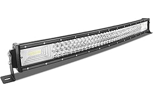 AUXTINGS Barra de luz LED curva de 82 cm 32 pulgadas 405W haz Spot inundación lente de 3 filas luces de buceo para Fuera del Camino Vehículo todoterreno 4x4 tracción, conector DT 12V 24V impermeable