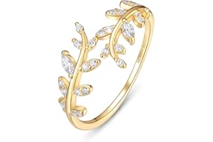 FOREVER QUEEN Bagues pour femmes Feuille d'Olivier Bagues 18k Or Couronne d'olives Ajustable Bagues en argent 925